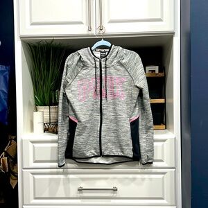 PINK Victoria Secret Jacket with hoodie SZ M  grey black pink Good condition